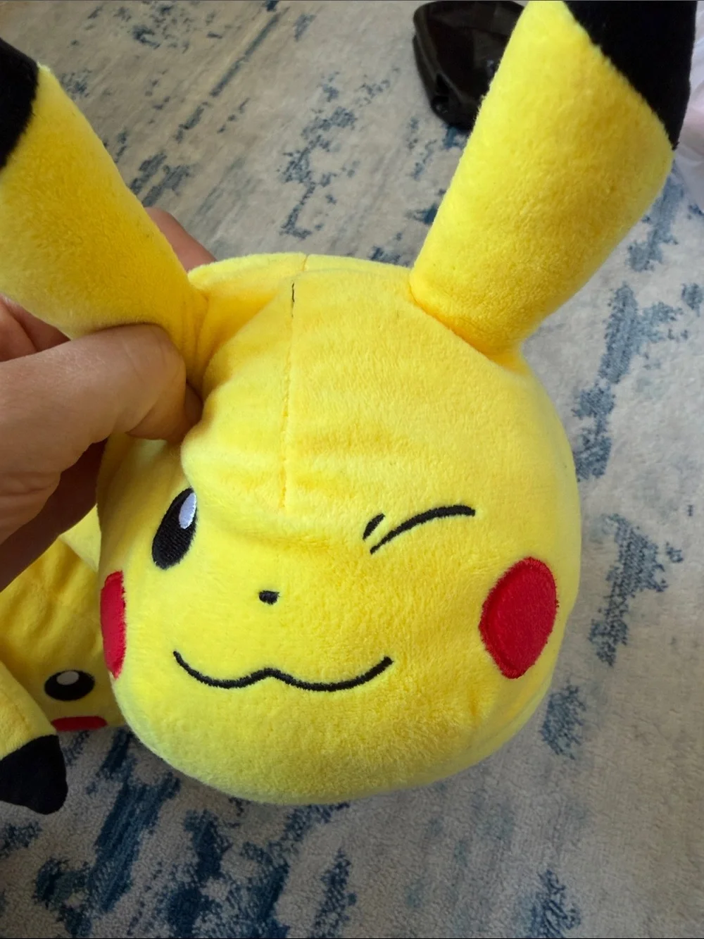 Pokemon Pikachu Plush Slippers in Yellow with Black and Red Accents